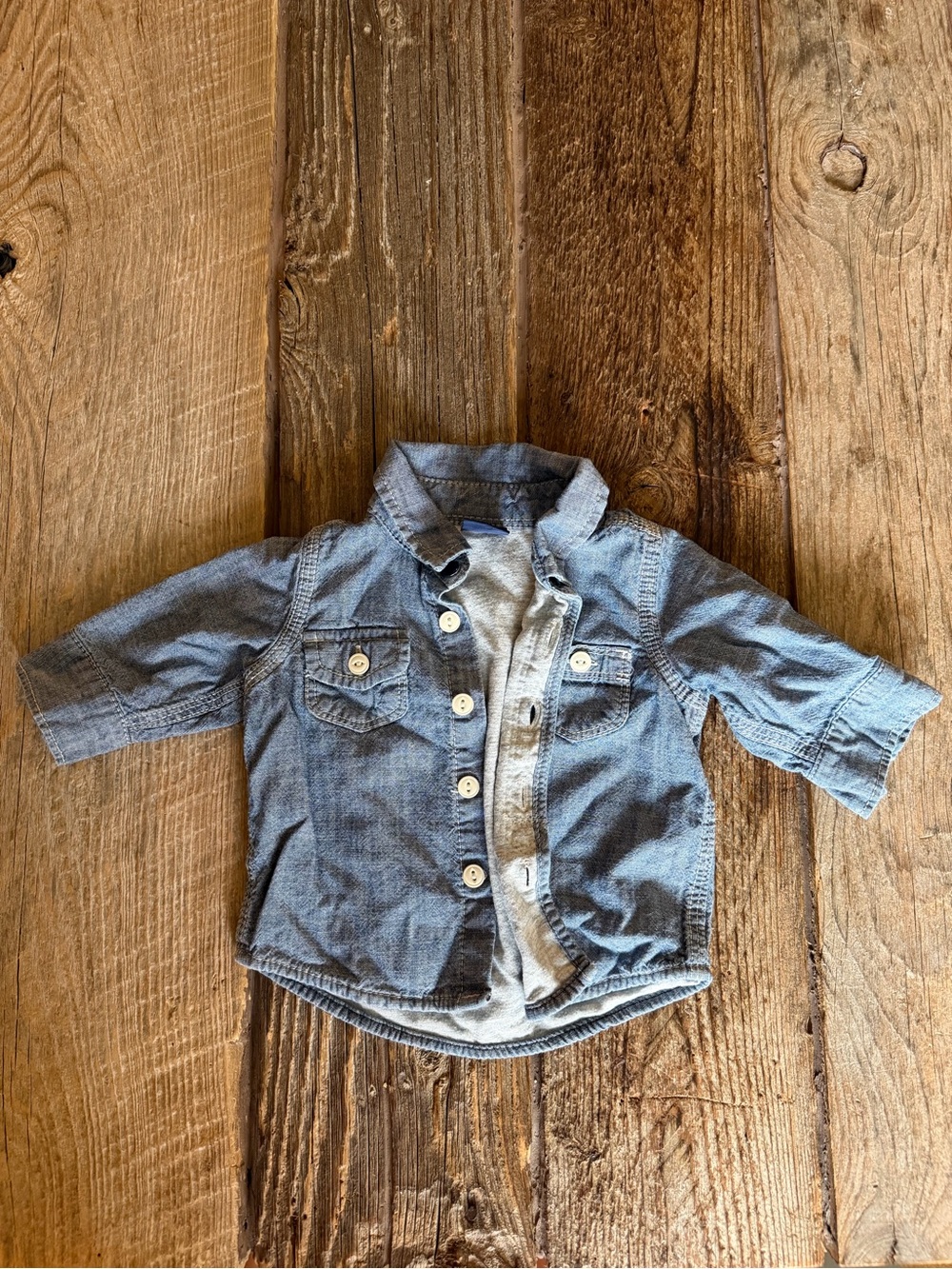 GAP Light Blue Chambray Kids Button-Up Jacket